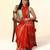 Rust orange ajrakh printed cotton saree
