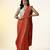 Rust orange ajrakh printed cotton saree