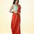Rust orange ajrakh printed cotton saree