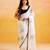 White printed handloom khadi saree