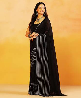 Black stripes handloom khadi saree 2