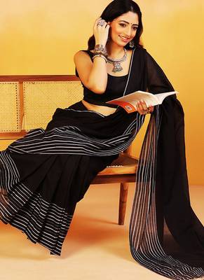 Black stripes handloom khadi saree 3
