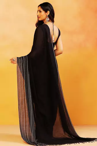 Black stripes handloom khadi saree