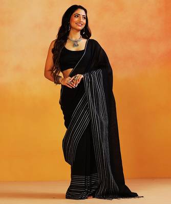 Black stripes handloom khadi saree 5