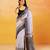 Grey block printed handloom khadi saree