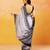 Grey block printed handloom khadi saree