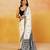 Cream white block printed handloom khadi saree