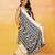Cream white block printed handloom khadi saree