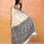 Cream white block printed handloom khadi saree