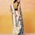 Cream white block printed handloom khadi saree