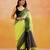 Lime green block printed handloom khadi saree