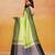 Lime green block printed handloom khadi saree