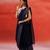Navy blue stripes handloom khadi saree