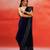 Navy blue stripes handloom khadi saree