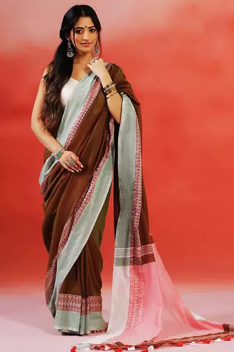 Multicolor handloom khadi saree