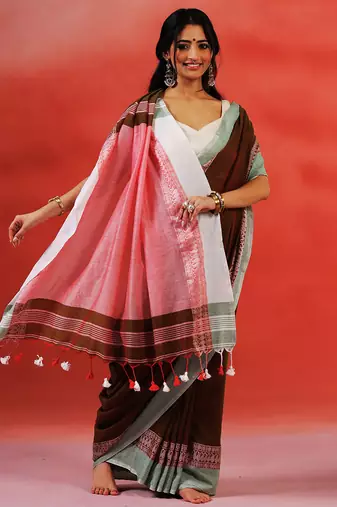 Multicolor handloom khadi saree