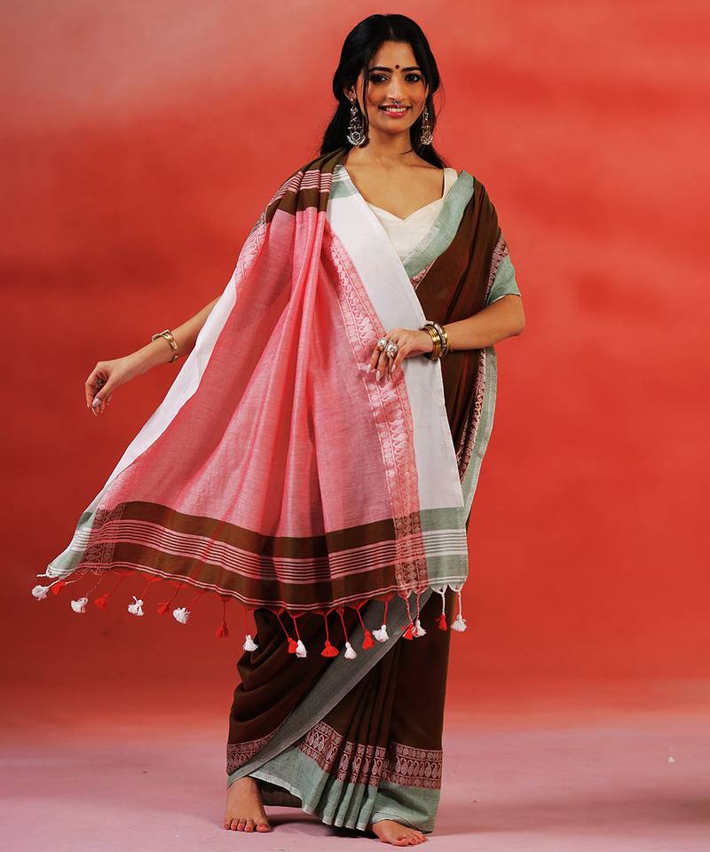 Multicolor handloom khadi saree