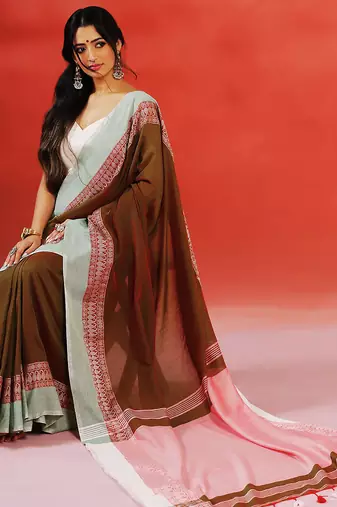 Multicolor handloom khadi saree