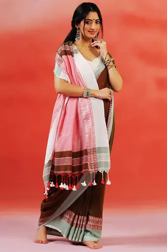 Multicolor handloom khadi saree
