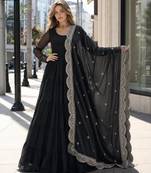black faux georgette readymade anarkali suit with embroidery & Sequin work