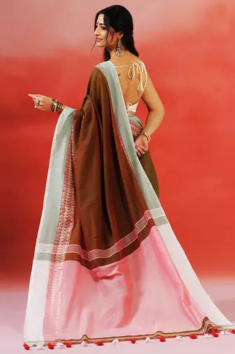 Multicolor handloom khadi saree