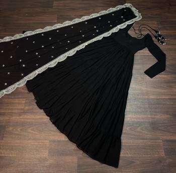 black faux georgette readymade anarkali suit with embroidery & Sequin work 3