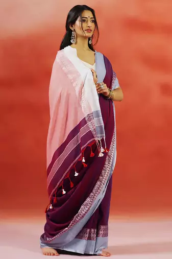 Wine grey handloom khadi saree
