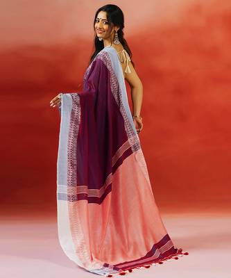 Wine grey handloom khadi saree 3