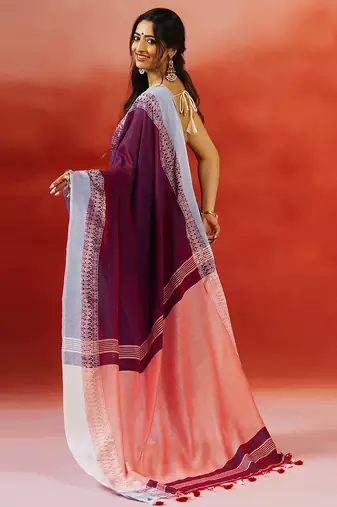 Wine grey handloom khadi saree