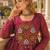 maroon bandhani free size stitched navratri top with kutchi gamthi patch work