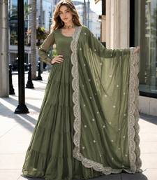 pista faux georgette readymade anarkali suit with embroidery & Sequin work