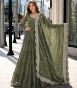 pista faux georgette readymade anarkali suit with embroidery & Sequin work