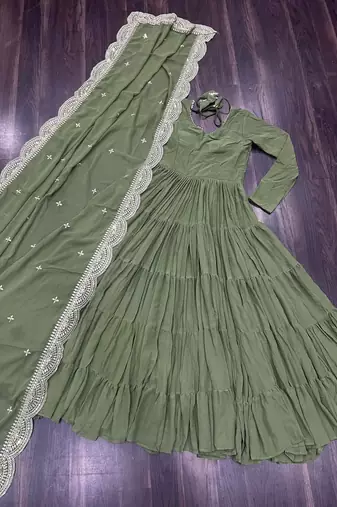 pista faux georgette readymade anarkali suit with embroidery & Sequin work