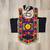 black satin free size stitched navratri top with kutchi gamthi embroidery & mirror work