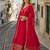 red faux georgette readymade anarkali suit with embroidery & Sequin work