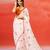 Ivory red floral printed handloom khadi saree
