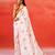 Ivory red floral printed handloom khadi saree