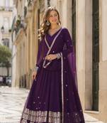 purple faux georgette readymade anarkali suit with embroidery & Sequin work