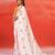Ivory red floral printed handloom khadi saree