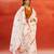 Ivory red floral printed handloom khadi saree