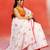Ivory red floral printed handloom khadi saree