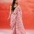 Ivory pink printed handloom khadi saree