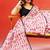 Ivory pink printed handloom khadi saree