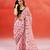 Ivory pink printed handloom khadi saree