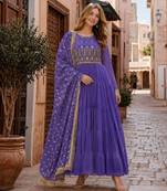 lavender georgette readymade anarkali suit with embroidery & Sequin work