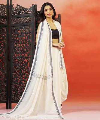 Ivory handloom khadi saree 1