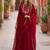 maroon faux georgette readymade anarkali suit with embroidery & sequence work