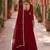 maroon faux georgette readymade anarkali suit with embroidery & sequence work