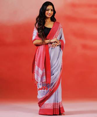 Light grey handloom khadi saree 1