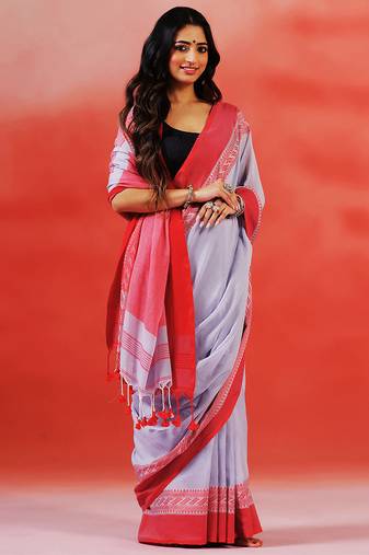 Light grey handloom khadi saree